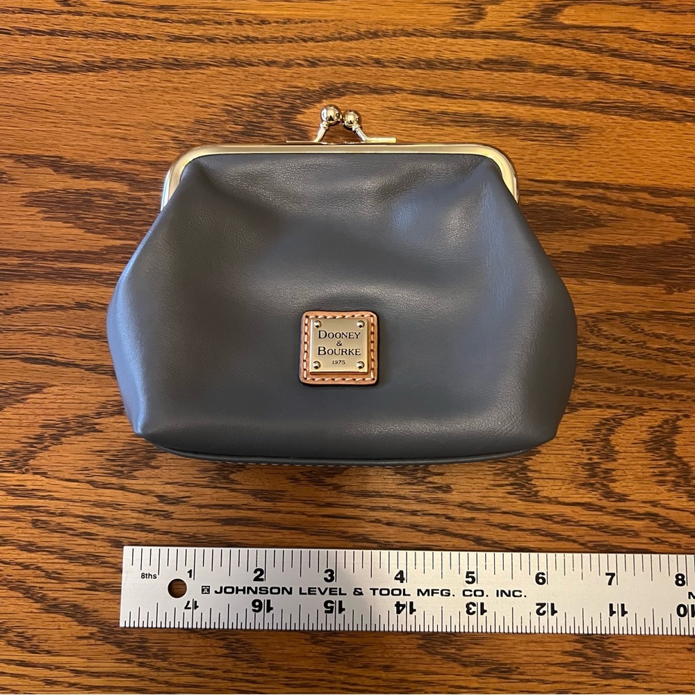 Dooney & Bourke Gray Leather Kiss-Lock Coin Purse